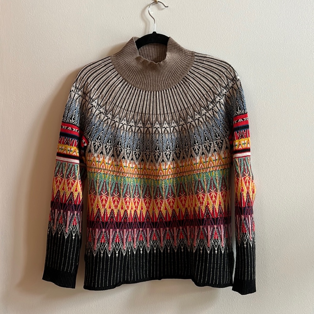 Maeve Multicolor Patterned Turtleneck Sweater